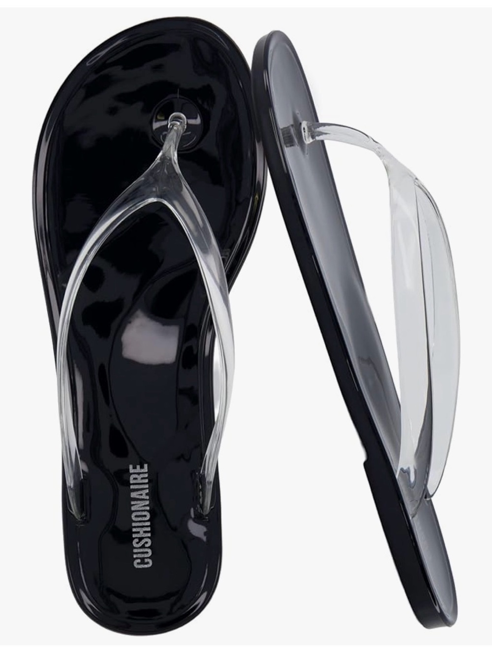 Cushionaire Black Jelly Sandals with Clear Straps